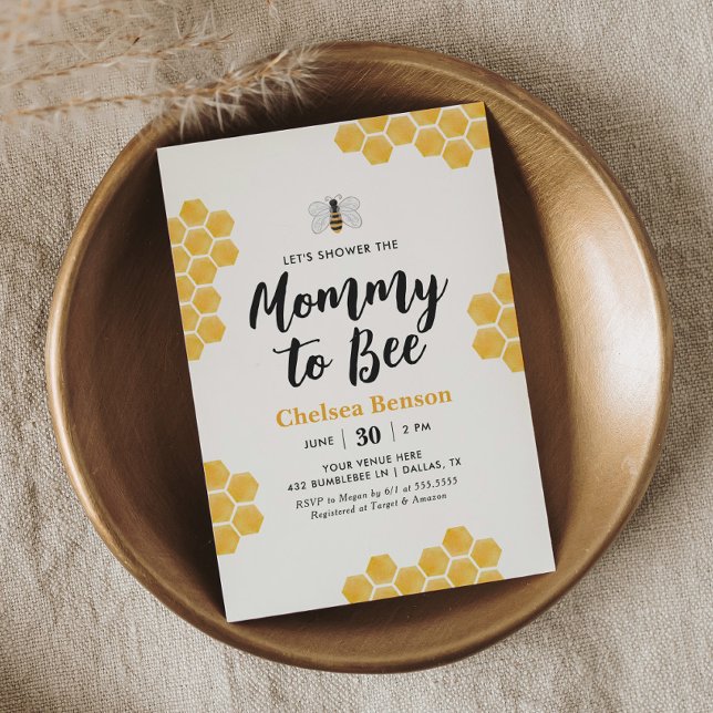 Mamma till Bee Bumblebee Baby Shower Inbjudningar (Skapare uppladdad)