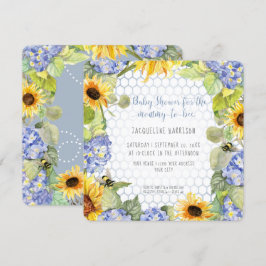 Mamma till Bee Bumblebee SolroBlue Hydrangea Inbjudningar