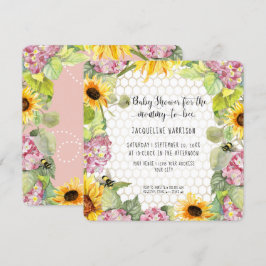 Mamma till Bee Bumblebee Solros Rosa Hydrangeas I Inbjudningar