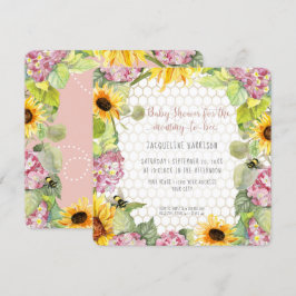 Mamma till Bee Bumblebee Solros Rosa Hydrangeas Inbjudningar