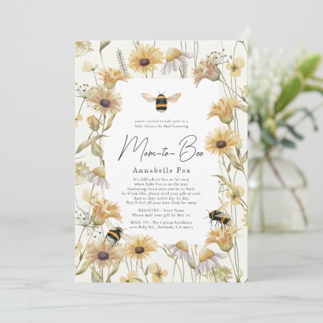 Mamma till Bee Chamomile & Daisys Baby Shower by M Inbjudningar (Stående Fram)