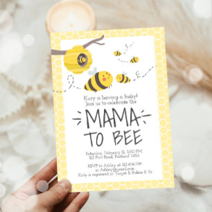 Mamma till Bee Cute Honung Kön Neutral babystötare Inbjudningar