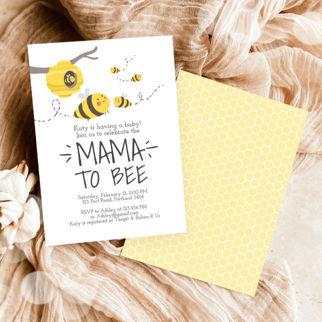 Mamma till Bee Cute Honung Neutralt Baby Shower Inbjudningar (Skapare uppladdad)