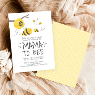 Mamma till Bee Cute Honung Neutralt Baby Shower Inbjudningar