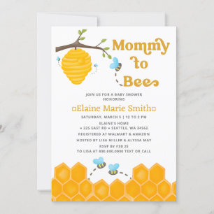 Mamma till Bee Cute Honungsbin Baby Shower Inbjudningar