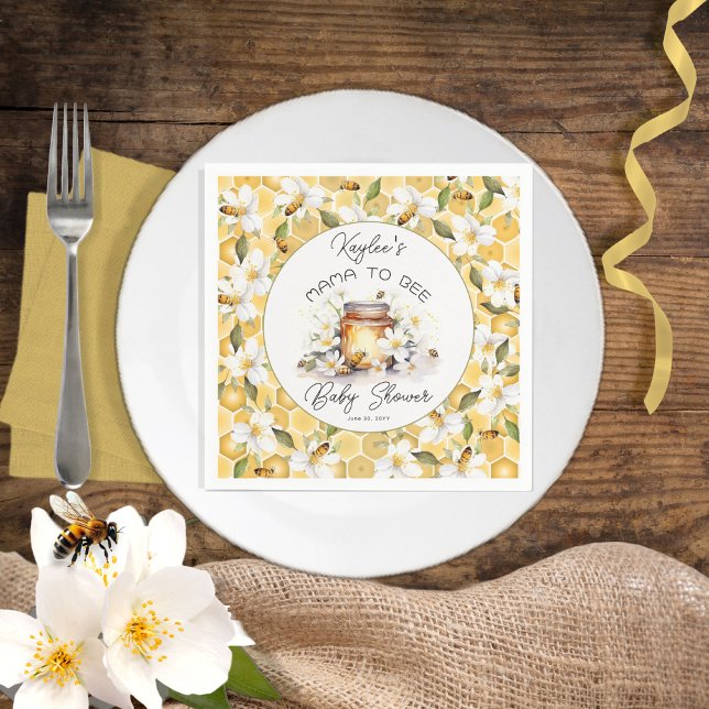 Mamma till Bee Flowers och Bees Baby Shower Pappersservett (Skapare uppladdad)