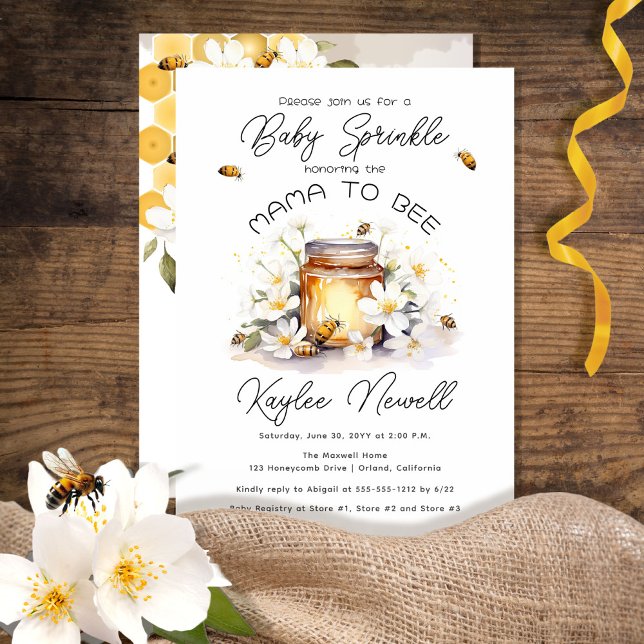 Mamma till Bee Flowers och Bees Honung Baby Sprink Inbjudningar (Skapare uppladdad)