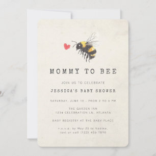 Mamma till Bee Honeart Photo Baby Shower Inbjudningar