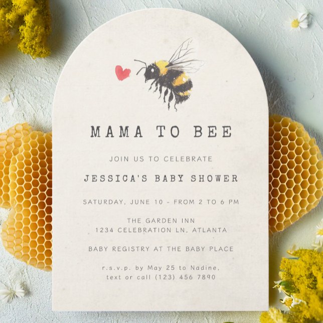 Mamma till Bee Honeart Photo Baby Shower Inbjudningar (Skapare uppladdad)