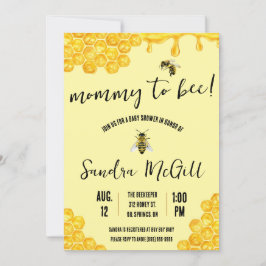 Mamma till Bee! Honeybee, älskling, babyskor Inbjudningar