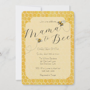 Mamma till Bee Honeybee Baby Shower Inbjudningar