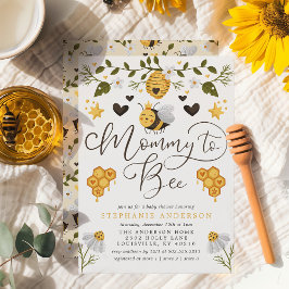 Mamma till Bee Honeycomb Bumblebee Baby Shower Inbjudningar