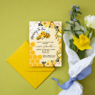 Mamma till Bee Honeycomb Flowers Baby Shower Inbjudningar