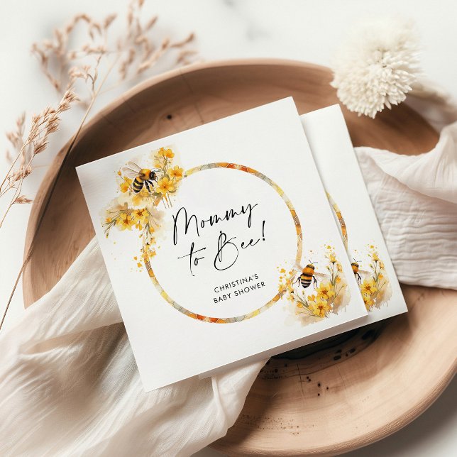 Mamma till Bee Honung WildblommBaby Shower Pappersservett (Skapare uppladdad)