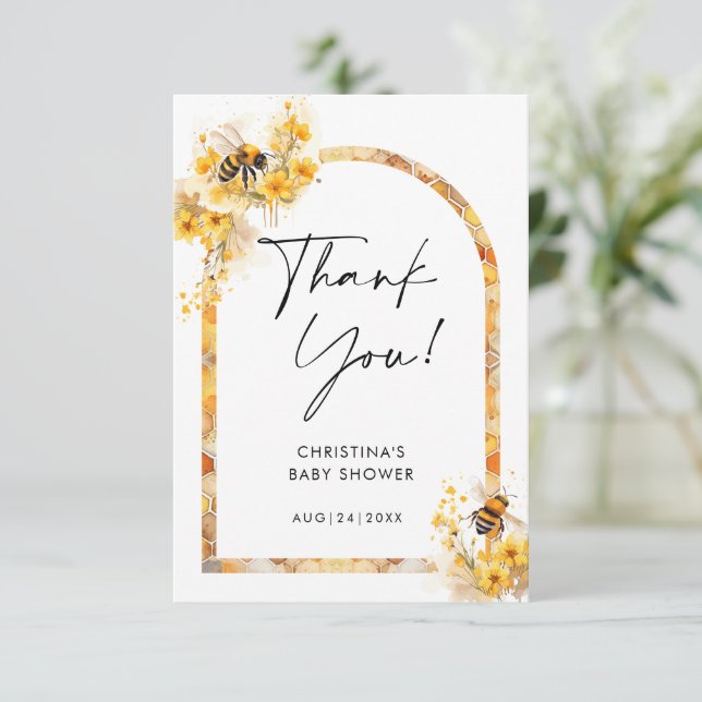 Mamma till Bee Honung WildblommBaby Shower Tack Kort (Stående Fram)