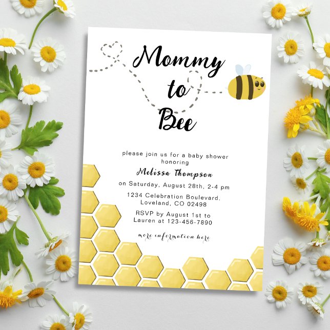 Mamma till Bee Kön Neutral Honeycomb Baby Shower Inbjudningar (Skapare uppladdad)