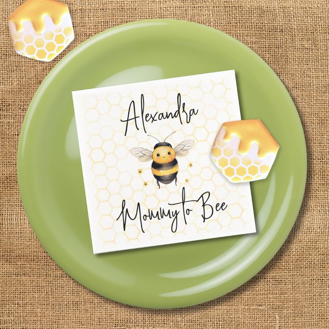 Mamma till Bee Kön Neutral Honeycomb Baby Shower Pappersservett (Skapare uppladdad)