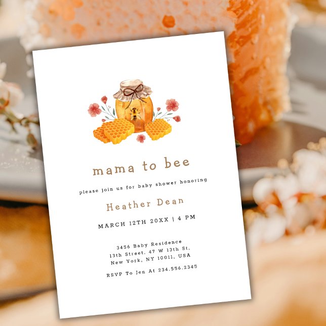 Mamma till Bee Little Wildblommhoney Baby Shower Inbjudningar (Mama to Bee Little Wildflower Honey Baby Shower Invitation)