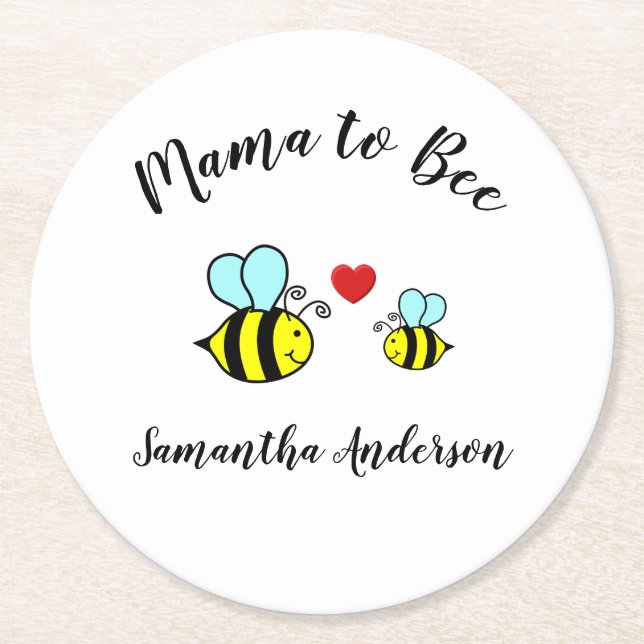 Mamma till Bee - Pappersunderlägg Underlägg Papper Rund (Framsidan)