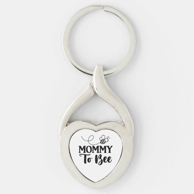 Mamma till Bee Twisted Heart Silverfärgad Nyckelring (Framsidan)