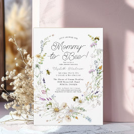 Mamma till Bee Watercolor Wildblomma Baby Shower Inbjudningar