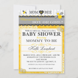 Mamma till Bee Whimsical Bee Baby Shower Inbjudningar