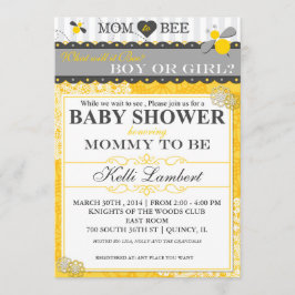 Mamma till Bee Whimsical Bee Baby Shower Inbjudningar