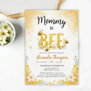 Mamma till Bee Whimsical Blommig Söt Bebis Shower Inbjudningar