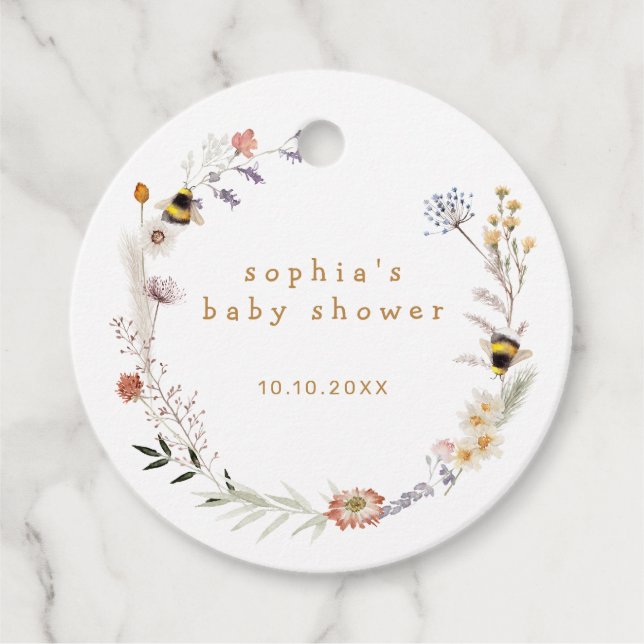 Mamma till Bee WildblomBaby Shower Gåvor Etiketter (Framsida)