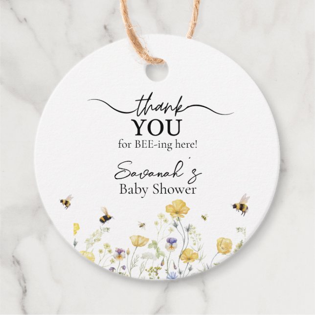 Mamma till Bee WildblomBaby Shower Gåvor Etiketter (Framsida)