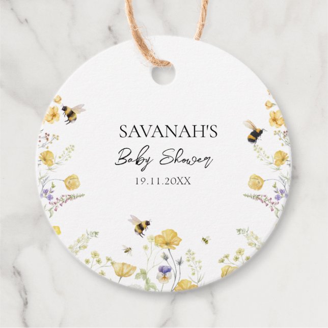 Mamma till Bee WildblomBaby Shower Gåvor Etiketter (Framsida)