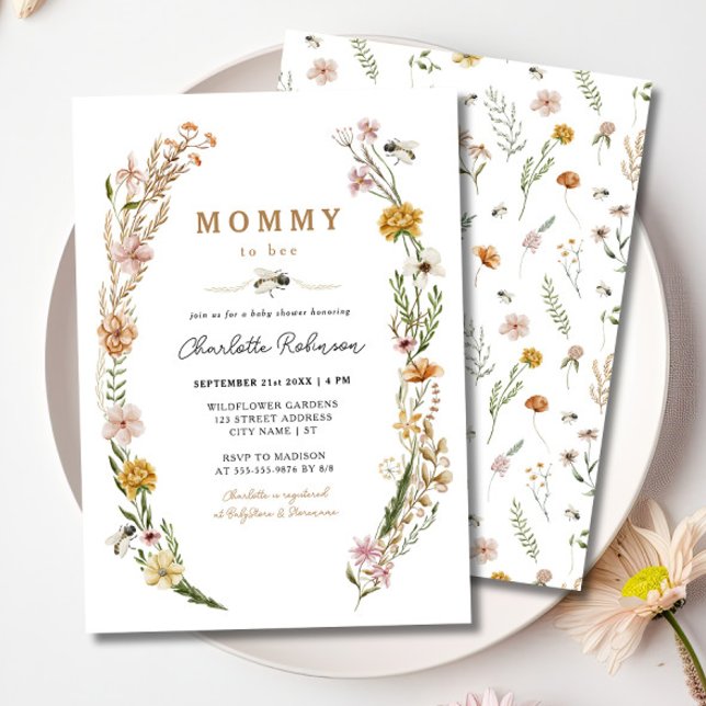 Mamma till Bee WildblomBaby Shower Inbjudningar (Skapare uppladdad)