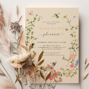 Mamma till Bee WildblomBaby Shower Inbjudningar