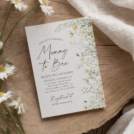Mamma till Bee WildblomBaby Shower Inbjudningar