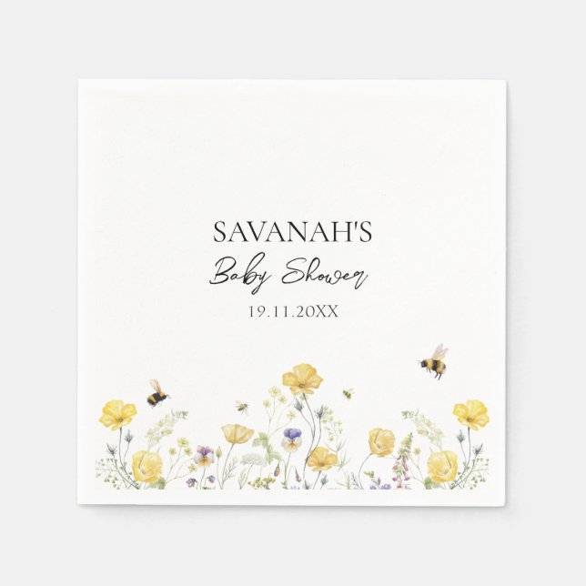 Mamma till Bee WildblomBaby Shower Pappersservett (Framsidan)