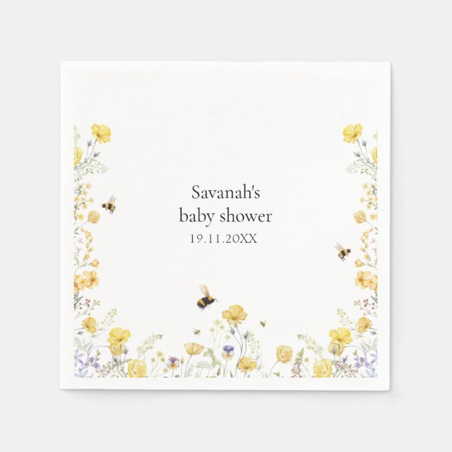 Mamma till Bee WildblomBaby Shower Pappersservett (Framsidan)