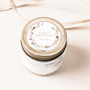 Mamma till Bee WildblomBaby Shower Runt Klistermärke