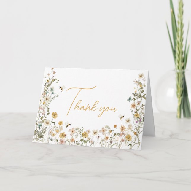Mamma till Bee WildblomBaby Shower Tack Kort (Framsida)