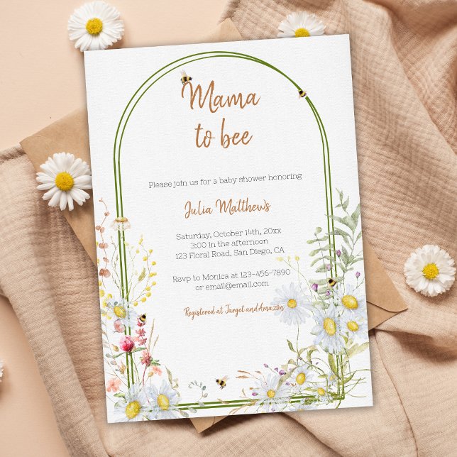 Mamma till Bee WildblomBoho Baby Shower Inbjudningar (Skapare uppladdad)