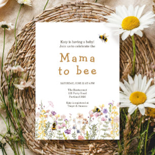 Mamma till Bee WildblomBoho Mamma Baby Shower Inbjudningar