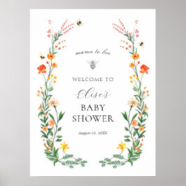 Mamma till Bee Wildblomma Garden Baby Shower Välko Poster