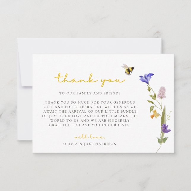 Mamma till Bee Wildblomma Tack Kort (Framsida)