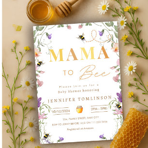 Mamma till Bee Wildblomma Vår Baby Shower Inbjudningar