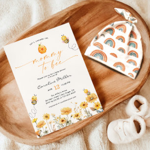 Mamma till Bee Wildblomme Baby Shower honey Bee Inbjudningar