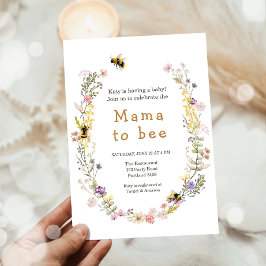Mamma till Bee Wildblomme Honeybee Mamma Baby Show Inbjudningar