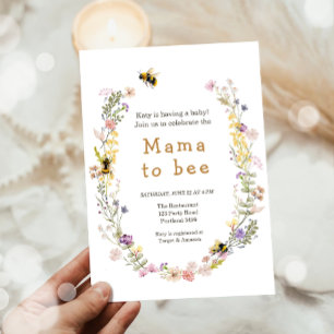 Mamma till Bee Wildblomme Honeybee Mamma Baby Show Inbjudningar