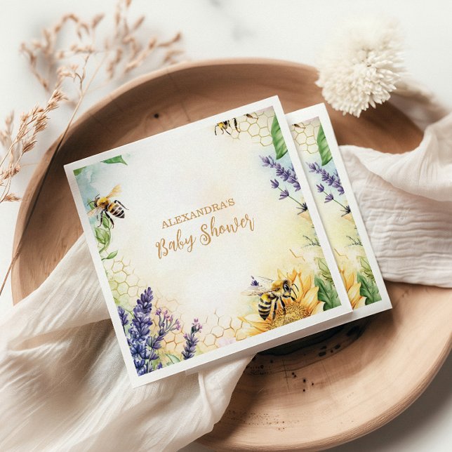 Mamma till Bee Wildblomme Honeybee Mamma Baby Show Pappersservett (Skapare uppladdad)