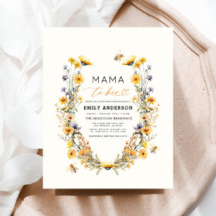 Mamma till Bee Wildblomme Kön Neutral Baby Shower Flygblad