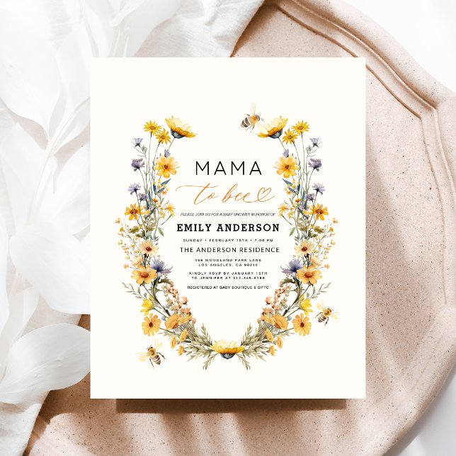 Mamma till Bee Wildblomme Kön Neutral Baby Shower Flygblad (Skapare uppladdad)