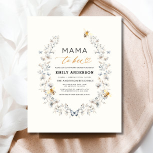 Mamma till Bee Wildblomme Kön Neutral Baby Shower Flygblad
